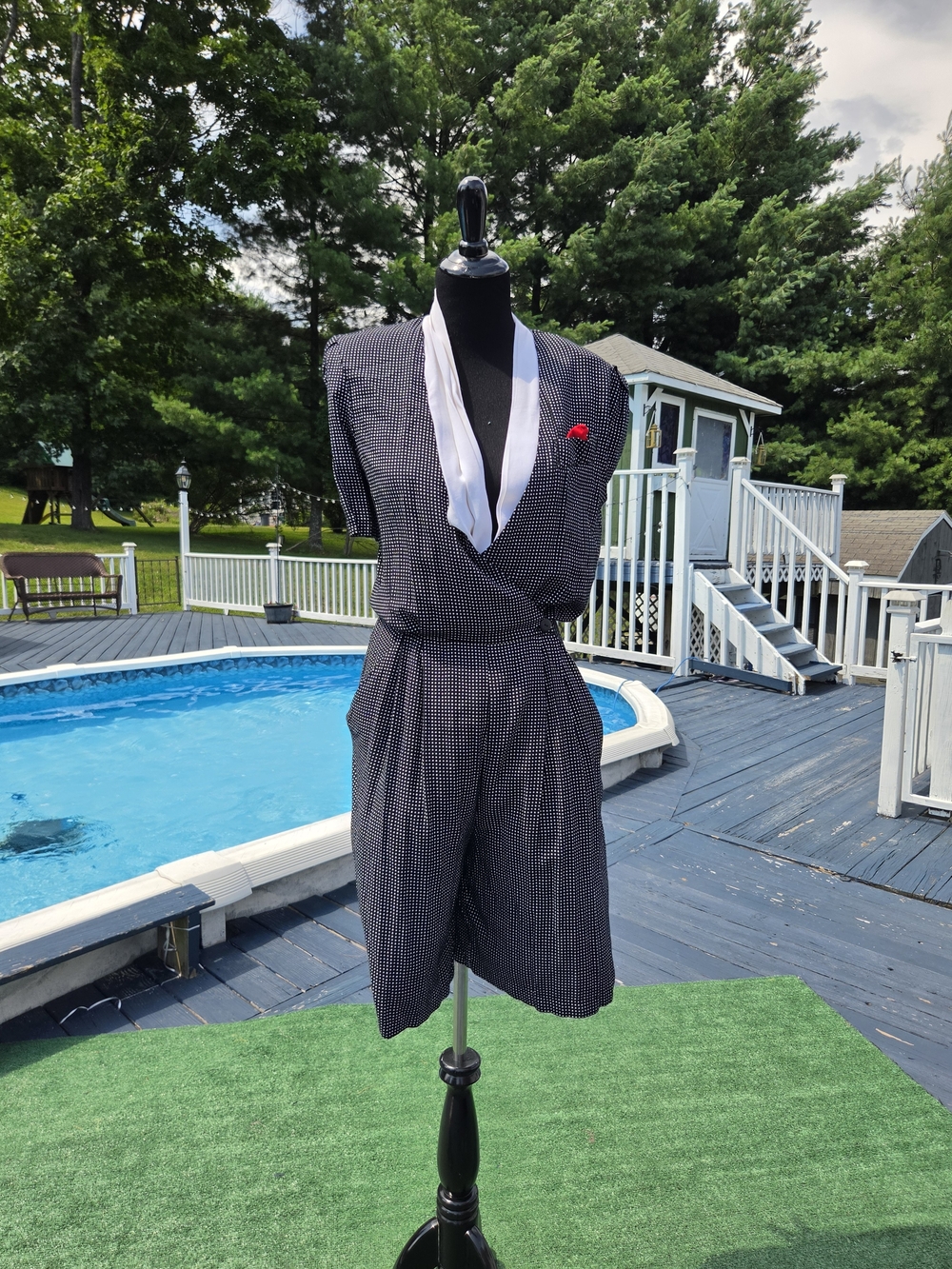 Classic Black & White Check Womens Romper